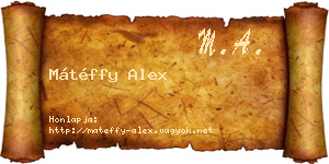 Mátéffy Alex névjegykártya